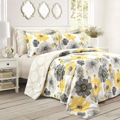 Lush Decor Leah Reversible Comforter Set In Gray;yellow