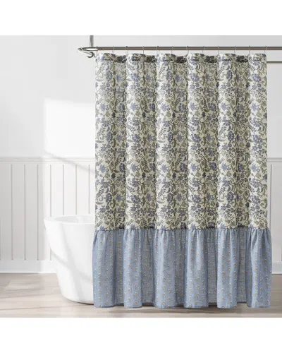 Lush Decor Lush Décor Lillian Block Print Linen Textured Shower Curtain