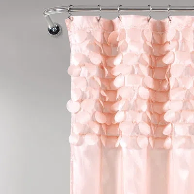 Lush Decor Lillian Solid Color Single Shower Curtain In Blush