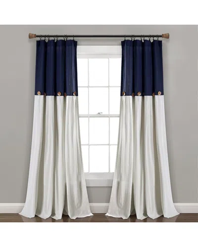 Lush Decor Linen Button New Window Curtain In Navy