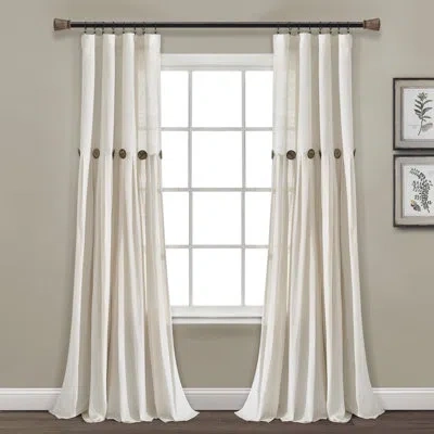 Lush Decor Linen Button New Window Curtain Panel Single In Offwhite