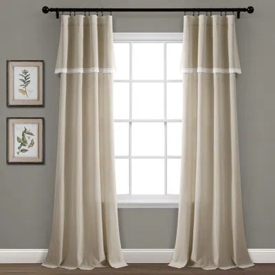 Lush Decor Linen Lace Lace Window Linen Solid Rod Pocket Curtain Panels In Dark Linen