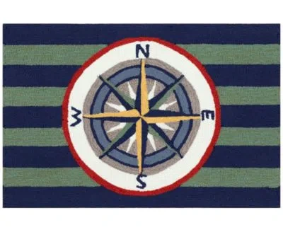 Lush Decor Liora Manne Frontporch Striped Compass Rug Collection In Multi