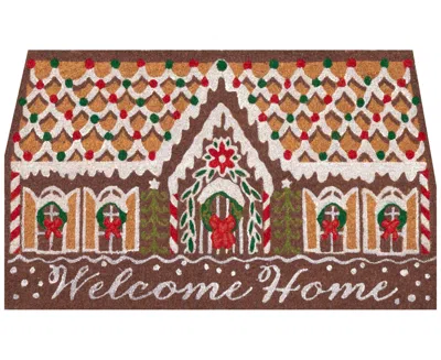 Lush Decor Liora Manne' Natura Gingerbread House Welcome 1'6"x2'6" Area Rug In Brown