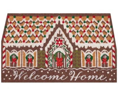 Lush Decor Liora Manne Natura Gingerbread House Welcome Rug Collection In Brown