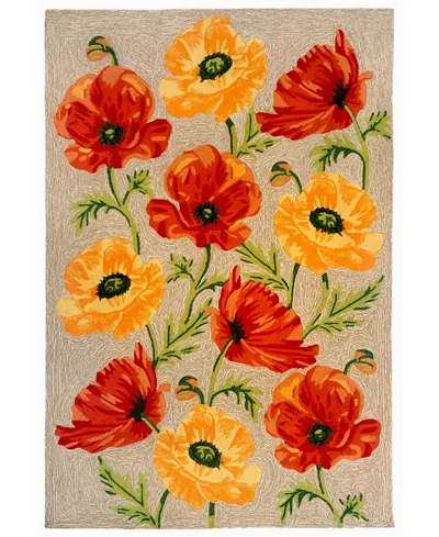 Lush Decor Liora Manne' Ravella 2272 Icelandic Poppies Ivory/cream 2' X 8' Indoor/outdoor Runner Area Rug In Ivory,cream