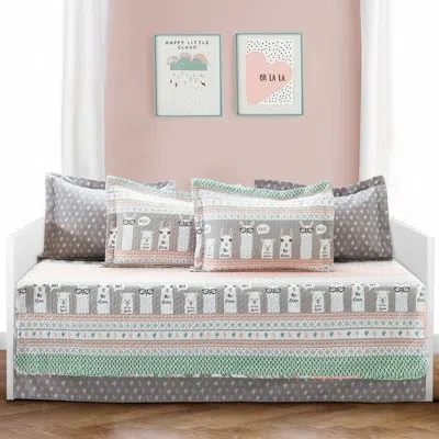 Lush Decor Llama Stripe Llama Stripe 6pc Coverlet / Bedspread Set In Pink