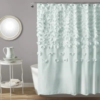 Lush Decor Lucia Floral Single Shower Curtain In Blue
