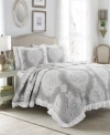 Lush Decor Lucianna Ruffle Edge Cotton Quilt Set In Gray