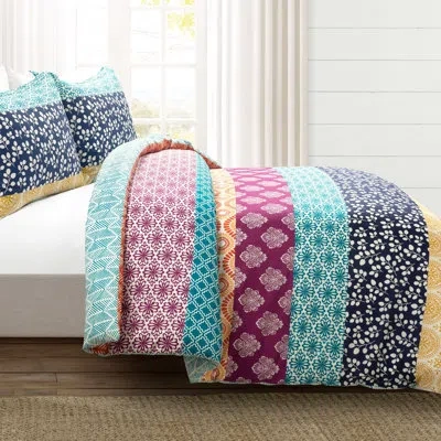 Lush Decor Lucymae 100% Cotton Duvet Cover Set In Fuchsia