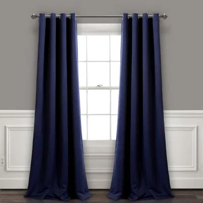 Lush Decor Lush Solid Color Blackout Grommet Curtain Panels In Navy