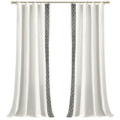 Lush Decor Luxury Modern Square Embroidery Border Window Panel In White