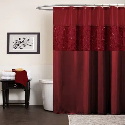 Lush Decor Maria Single Shower Curtain In Red