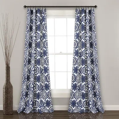 Lush Decor Marvel Floral Room Darkening Thermal Rod Pocket Curtain Panels In Blue