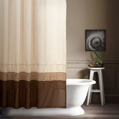 Lush Decor Mia Geometric Single Shower Curtain In Wheat,taupe,choc