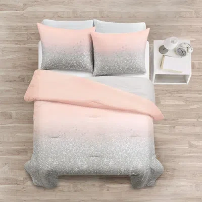 Lush Decor Microfiber 3 Piece Comforter Set In Blush,gray