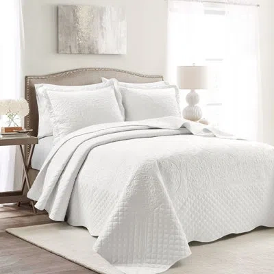 Lush Decor Microfiber 3 Piece Coverlet / Bedspread Set In White