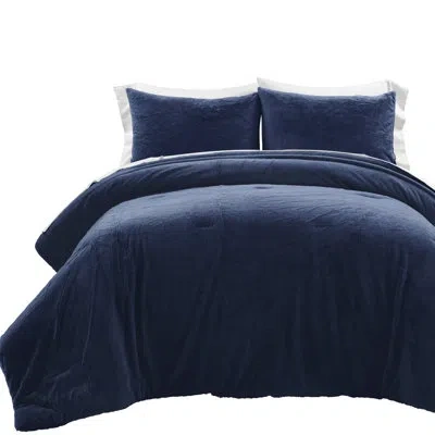 Lush Decor Microfiber 7 Piece Comforter Set In Navy