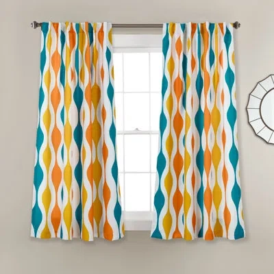 Lush Decor Mid Century Abstract Room Darkening Rod Pocket Curtain Panels