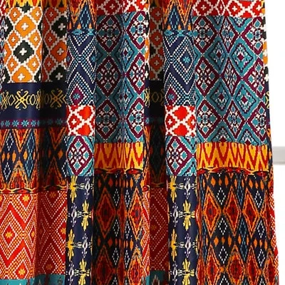 Lush Decor Misha Patchwork Room Darkening Thermal Curtain Panels In Gray,yellow,blue