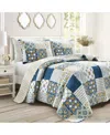 Lush Decor Monique Reversible 3 Piece Quilt Set, Full/queen In Navy,mustard