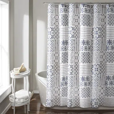 Lush Decor Monique Single Shower Curtain In Blue