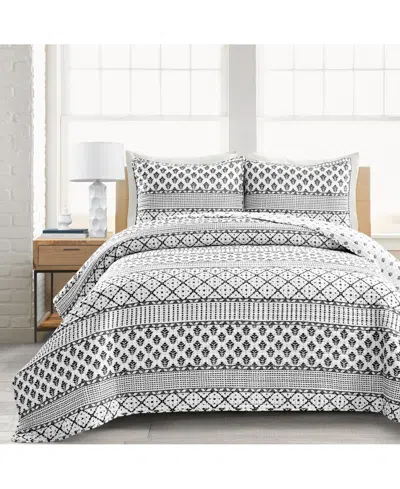 Lush Decor Monique Stripe 3 Piece Quilt Set, Full/queen In Multi