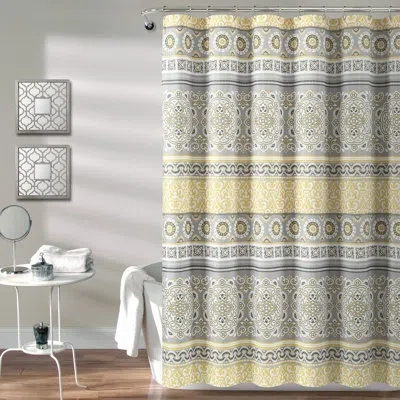 Lush Decor Nesco Striped Single Shower Curtain In Yellow,gray