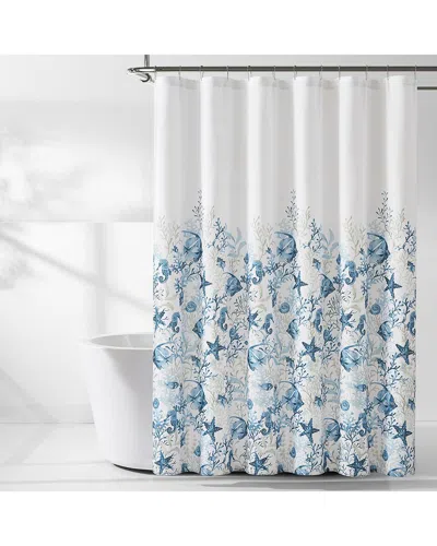 Lush Decor Lush Décor Oceana Watercolor Sea Life Linen Textured Shower Curtain
