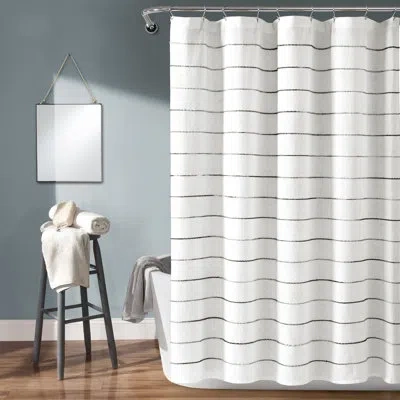 Lush Decor Ombre Stripe Striped Single Shower Curtain In Gray