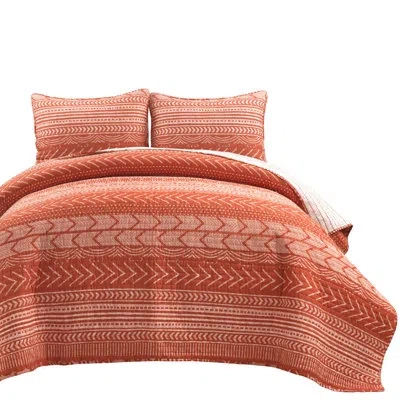 Lush Decor Orange Standard Cotton Reversible Modern & Contemporary 3 Piece Quilt Set