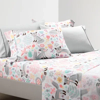 Lush Decor Pixie Fox Sheet Set In Pink;gray