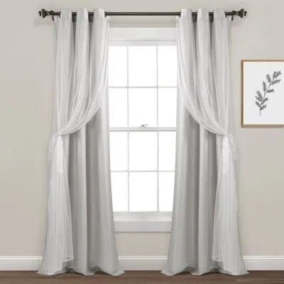 Lush Decor Polka Dots Grommet Curtain Panels In Light Gray