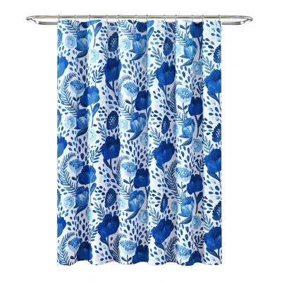 Lush Decor Poppy Garden Floral Single Shower Curtain In Blue