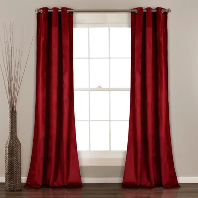 Lush Decor Prima Velvet Solid Room Darkening Window Curtain Set In Red