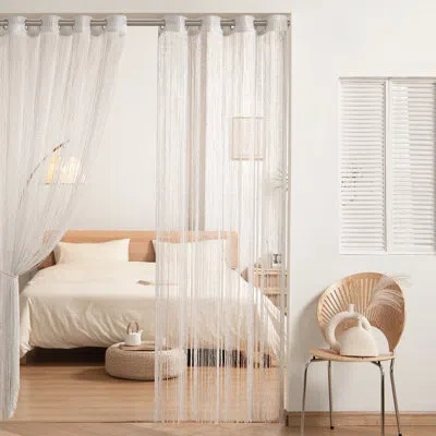 Lush Decor Pruneda String Thread Grommet Room Divider/doorway/wedding Window Curtain Panel White Single 52x84