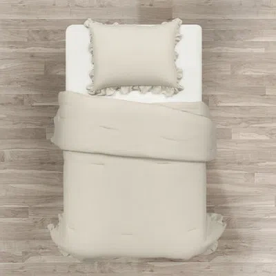 Lush Decor Pure White Reversible 3 Piece Comforter Set In Wheat