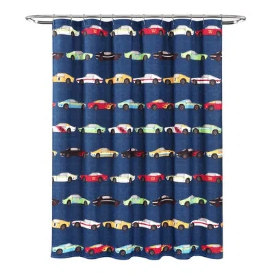 Lush Decor Race Cars Shower Curtain In Navy
