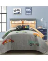 Lush Decor Racing Cars Reversible Oversized Comforter Set - G In Gray