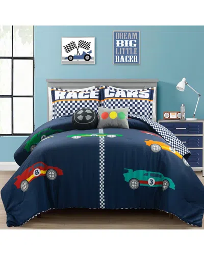 Lush Decor Racing Cars Reversible Oversized Comforter Set - N In Blue