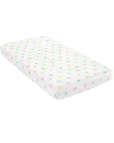 Lush Decor Rainbow Allover Stars Soft & Plush Fitted Crib Sheet In Yellow