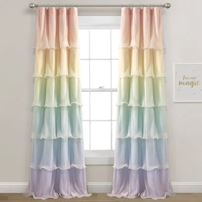 Lush Decor Rainbow Ombre Nerina Ruffled Room Darkening Curtain Panels Pair Drapes (set Of 2) In Multi