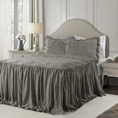 Lush Decor Ravello Ruffle Skirt Bedspread Set In Dark Gray