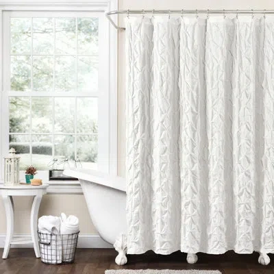 Lush Decor Ravello Solid Color Single Shower Curtain In White