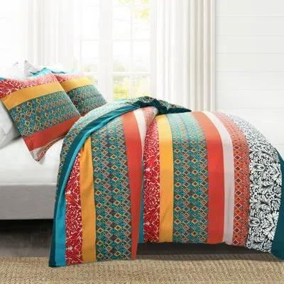 Lush Decor Reversible Duvet Cover Set In Turquoise;tangerine
