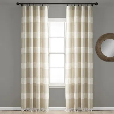 Lush Decor Reyna 100% Cotton Striped Curtain Panels In Taupe