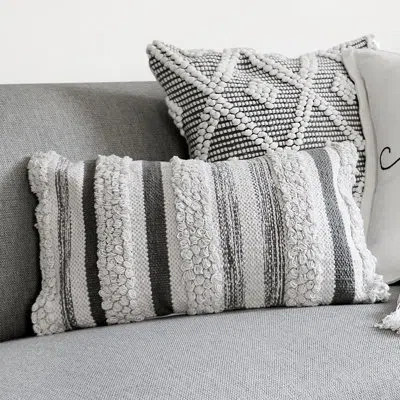 Lush Decor Reyna Rectangular Cotton Pillow Cover In Gray,pillow Cover Only - No Insert