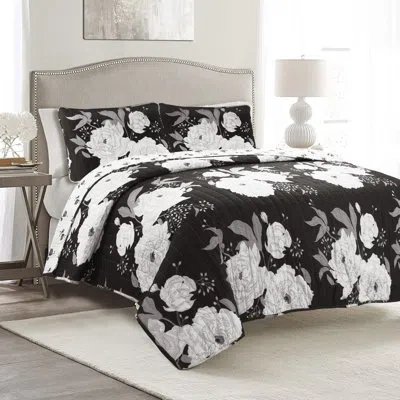 Lush Decor Reyna Reversible Quilt Set In Black,gray