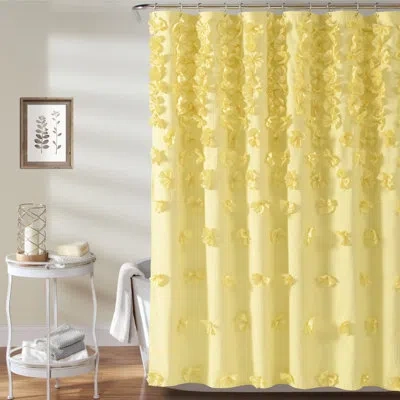 Lush Decor Riley Solid Color Single Shower Curtain In Yellow