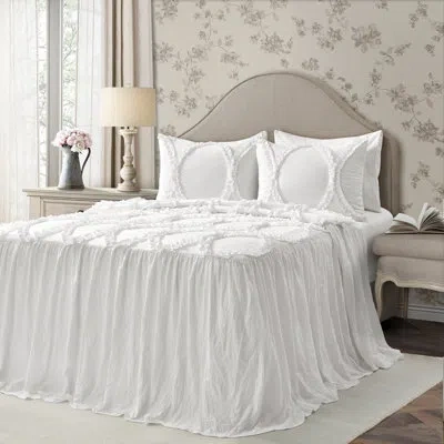 Lush Decor Riviera Microfiber 3 Piece Coverlet / Bedspread Set In White